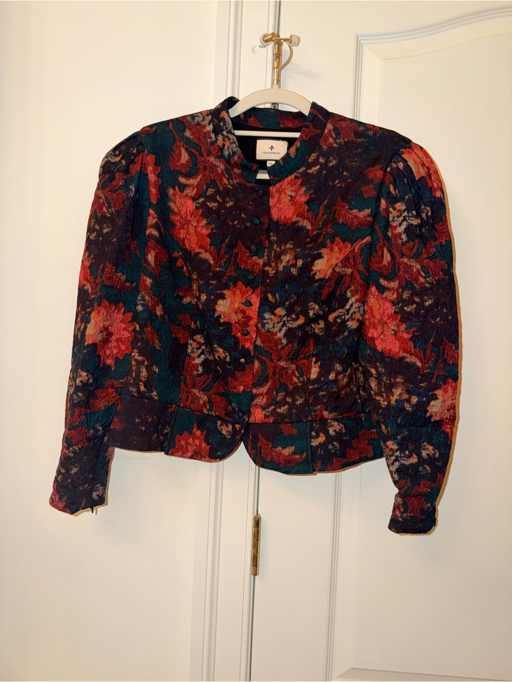Tuckernuck persimmon floral Jacard Maribelle jacket Size XL - Picture 3 of 12